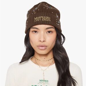 MOTHER Embellished Brown Knit Beanie